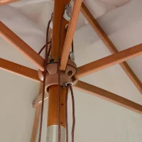 Outsunny 2 x 1.5m Patio Garden Parasol Sun Umbrella Sunshade Canopy Outdoor Backyard Furniture Wood Wooden Pole 6 Ribs Tilt Mechanism - Grey(m-9)