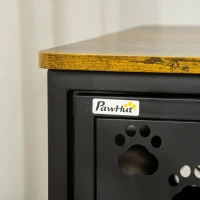 PawHut Casa para Gatos de Madeira com Mesa Superior e Prateleiras de Armazenamento e Caverna Cama para Gatos com Almofada Lavável e Porta Deslizante Aço 101x52x60cm Marrom Rústico(m-10)
