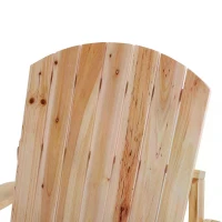 Outsunny Outdoor Classic Wooden Adirondack Deck Chair with Cup Holder - Natural Wood(m-12)