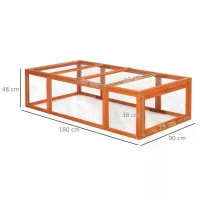 PawHut Large Wooden Rabbit Hutch Small Animal Habitat Enclosure Outdoor Run with Lockable Doors, Orange(m-3)