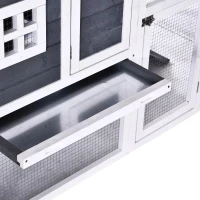 PawHut Galinheiro Exterior de Madeira Gaiola para Galinhas de 2 Níveis com Ninho Zona Aberta Teto Asfáltico Bandeja Removível e Rampa 175,4x95,5x100cm Cinza(m-10)