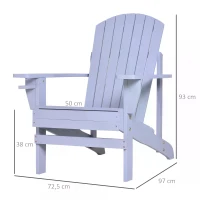 Outsunny Outdoor Classic Wooden Adirondack Deck Chair with Cup Holder - Grey(m-3)