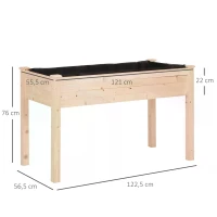 Outsunny Garden Wooden Planters， Non-Woven Fabric, Rectangular Raised Bed,Fir Wood，Indoor/Outdoor, 122.5Lx56.5Wx76H cm(m-3)