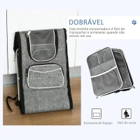 PawHut Mochila Transportadora para Gatos e Cães Pequenos Bolsa de Transporte para Animais de Estimação Dobrável Transpirável com Almofada Removível e Cinto de Segurança para Viagem 31x26x34cm Cinza(m-4)