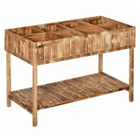 Outsunny Horta Vertical de Madeira 120x60x81cm Floreira Elevada para Cultivo de Plantas Flores com Prateleira Inferior para Jardim Terraço Exterior Madeira(m-1)