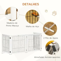 PawHut Barreira de Segurança Dobrável para Cães Barreira de Proteção com 4 Painéis para Animais de Estimação com Pés para Portas Escadas Corredores 264x35,5x77cm Branco(m-6)