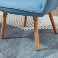 HOMCOM Poltrona de Sala de Estar Moderna Poltrona com Encosto Alto Apoio para os Braços Tecido de Linho e Pés de Madeira de Faia para Sala de Jantar Cozinha 71x76x101cm Azul(m-6)