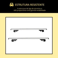 HOMCOM Barras de Tejadilho Universal para Carros Carris de Tejadilho com 135cm Trilho de Alumínio e Chave Carga 75kg Prata(m-7)