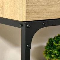 HOMCOM Mesa Consola Mesa de Entrada Estreita com 2 Gavetas e 2 Prateleiras de Armazenamento Estrutura de Aço para Corredor Entrada Sala de Estar 100x35x79,5cm Carvalho e Preto(m-9)