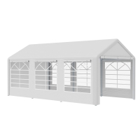 Outsunny Tenda para Festas 6x3m Tenda de Jardim com 4 Paredes Laterais 2 Portas Enroláveis e 6 Janelas Proteção UV para Exterior Eventos Casamentos Branco