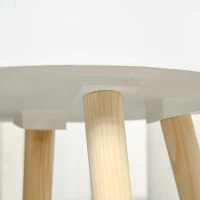 HOMCOM Mesa de Apoio com Tampa Removível Espaço de Armazenamento e Pés de Madeira Ø38x63cm Branco(m-10)