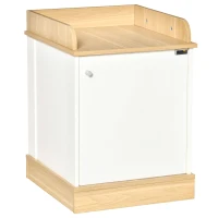 PawHut Casa para Gatos de Madeira Móvel Caixa de Areia para Gatos 2 em 1 com Bancada de Armazenamento Porta e Orifício de Entrada Lateral 48,5x53x67cm Branco e Carvalho(m-9)