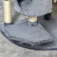 PawHut Árvore Arranhador para Gatos Grande 60x60x200cm com 2 Cavernas 2 Redes Cama Múltiplas Plataformas Postes Arranhadores de Sisal Natural e Bolas de Brinquedo Cinza(m-12)