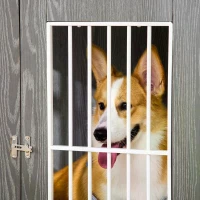 PawHut Dog Crate Wooden Pet Kennel Cage End Table w/ Lockable Door for Small Medium Dog Grey & White 85 x 55 x 75 cm(m-10)