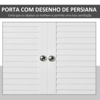 kleankin Armário Casa de Banho de Parede com 2 Portas de Persiana Prateleira Interior e Barra para Toalhas Móvel Auxiliar Suspenso Moderno Multiuso para Cozinha 60x23x60cm Branco(m-5)
