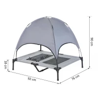 PawHut 92 cm Elevated Portable Dog Cot Cooling Pet Bed with UV Protection Canopy Shade(m-3)