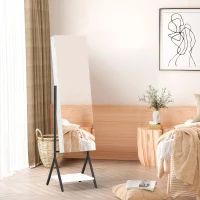 HOMCOM Joalheiro de Pé com Ângulo Ajustável Joalheiro de Corpo Inteiro com Prateleira Inferior Fechadura Magnética Suportes para Joias 47x36x157cm Branco e Preto(m-7)