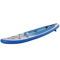 HOMCOM Soozier/HOMCOM Inflatable Stand Up Paddle Board with Durable Accessories SUP Carry Bag Non-Slip Deck Adj Paddle Pump Leash for Adults Kids Blue and White(m-4)