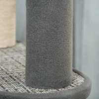 PawHut Árvore para Gatos Grande Torre de Escalar com Múltiplas Plataformas Cama Superior Túnel Postes de Arranhar de Sisal Natural e Brinquedos 49x49x130 cm Bege e Cinza(m-8)