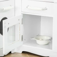 HOMCOM Cozinha Infantil de Madeira para Crianças de 3-6 Anos com Sons 14 Acessórios Cozinha Infantil com Telefone Lavatório Microondas e Grifo 82x65x87cm Branco(m-9)