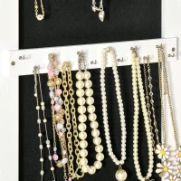 HOMCOM Joalheiro de Pé com Ângulo Ajustável Joalheiro de Corpo Inteiro com Prateleira Inferior Fechadura Magnética Suportes para Joias 47x36x157cm Branco e Preto(m-8)