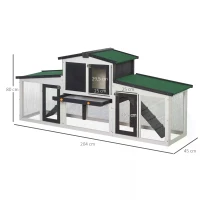 PawHut 2-Story Large Wooden Pet House Rabbit Hutch Bunny Cage Small Animal Habitat with Ramps Droppng Tray Lockable Doors Large Run Area Asphalt Roof for Outdoor Use(m-3)