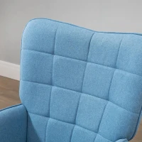 HOMCOM Poltrona de Sala de Estar Moderna Poltrona com Encosto Alto Apoio para os Braços Tecido de Linho e Pés de Madeira de Faia para Sala de Jantar Cozinha 71x76x101cm Azul(m-7)
