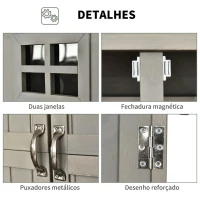 Outsunny Abrigo de Jardim para Ferramentas Armário de Madeira para Exterior com Prateleira Dupla Porta Janelas e Teto Asfáltico 127,5x50x164cm Cinza(m-7)