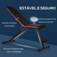 HOMCOM Banco de Peso com Altura Ajustável Banco de Pesos com Encosto Inclinável em 7 Posições para Treinamento em Casa academia 116x43x56-116cm Preto(m-5)
