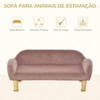 PawHut Sofá para Animais de Estimação em Veludo Suave Sofá Cama para Cães Gatos Médios e Pequenos Acolchoado Grosso Pés de Madeira 70x40x28cm Rosa(m-4)