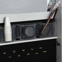 HOMCOM Joalheiro de Pé Armário para Joias com 6 Luzes LED Fechadura Organizador de Joias com Prateleiras Suportes para Anéis 38x38x157cm Branco(m-11)
