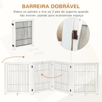 PawHut Barreira de Segurança Dobrável para Cães Barreira de Proteção com 4 Painéis para Animais de Estimação com Pés para Portas Escadas Corredores 264x35,5x77cm Branco(m-5)