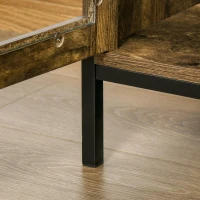 HOMCOM Aparador de Cozinha com 2 Portas de Cristal 2 Gavetas e Prateleiras Ajustáveis em Altura Armário Auxiliar de Estilo Industrial para Sala de Estar Sala de Jantar 120x40x88,5 cm Marrom Rústico(m-10)