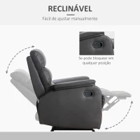 HOMCOM Poltrona Relax Reclinável Manualmente Estofada em PU com Apoio para os Pés Retrátil Assento e Encosto Acolchoados para Sala de Estar Escritório Dormitório 75x92x99cm Marrom(m-4)