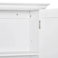 Kleankin Armário Casa de Banho com 2 Portas Prateleira Interior Ajustável e Compartimento Aberto Móvel Auxiliar Suspenso Multiúso para Cozinha 60x20x70,5cm Branco(m-9)