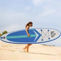 HOMCOM Soozier/HOMCOM Inflatable Stand Up Paddle Board with Durable Accessories SUP Carry Bag Non-Slip Deck Adj Paddle Pump Leash for Adults Kids Blue and White(m-2)