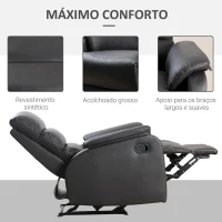 HOMCOM Poltrona Relax Reclinável Manualmente Estofada em PU com Apoio para os Pés Retrátil Assento e Encosto Acolchoados para Sala de Estar Escritório Dormitório 75x92x99cm Marrom(m-5)