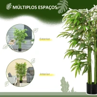 HOMCOM Bambú Artificial 140cm com Vaso Planta Artificial para Interior e Exterior Decoração de Casa Escritório Verde(m-5)