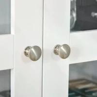 HOMCOM Modern Bookcase with Glass Doors, Display Storage Cabinet with Adjustable Shelves for Living Room, Study, Office, White(m-11)