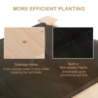 Outsunny Garden Wooden Planters， Non-Woven Fabric, Rectangular Raised Bed,Fir Wood，Indoor/Outdoor, 122.5Lx56.5Wx76H cm(m-5)