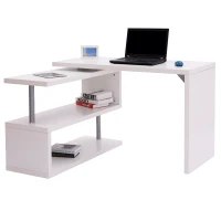 Homcom Bureau Informatique en Métal Chromé Blanc 255,5 x 94 x 31 cm(m-1)