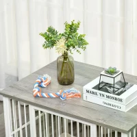 PawHut Dog Crate, Pet Cage Kennel, with Soft Cushion, Wooden Top, for Small Medium Dogs, Indoor Use, Grey(m-11)