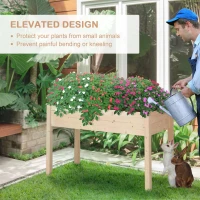 Outsunny Garden Wooden Planters， Non-Woven Fabric, Rectangular Raised Bed,Fir Wood，Indoor/Outdoor, 122.5Lx56.5Wx76H cm(m-4)