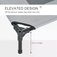 PawHut Raised Dog Bed Waterproof Elevated Pet Cot with Breathable Mesh UV Protection Canopy Grey, for Medium Dogs, 76 x 61 x 73cm(m-7)