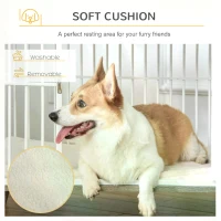 PawHut Dog Crate, Pet Cage Kennel, with Soft Cushion, Wooden Top, for Small Medium Dogs, Indoor Use, Grey(m-5)