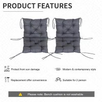 Outsunny Set of 2 Garden Chair Cushions Comfortable Seat Pad with Backrest for Sunbeds, Rocking Chairs, Loungers for Outdoor & Indoor Use(m-4)