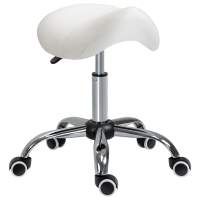 HOMCOM Silla Trabajo Taburete Ruedas Giratorias Taburete Cosmética Dentista Peluquería 52x53x49-61 cm Blanco