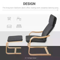 HOMCOM Set of 2 Linen Leisure Chair with Footstool, Modern Elegant Accent Chair with Wood Base Sponge Padded Cushion Headrest, Grey(m-7)