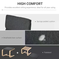 HOMCOM Set of 2 Linen Leisure Chair with Footstool, Modern Elegant Accent Chair with Wood Base Sponge Padded Cushion Headrest, Grey(m-4)