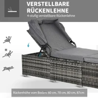 Outsunny ligbed gemaakt van poly rotan 195c mx 65 cm x 40 cm(m-4)